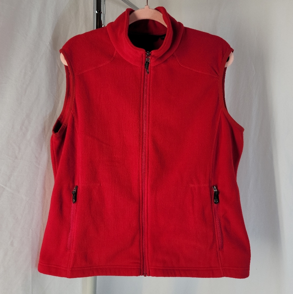 North End Red Fleece Vest, women's large